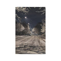 Snowy Street Night Microfiber Tea Towel — Winter Lane Kitchen Towel