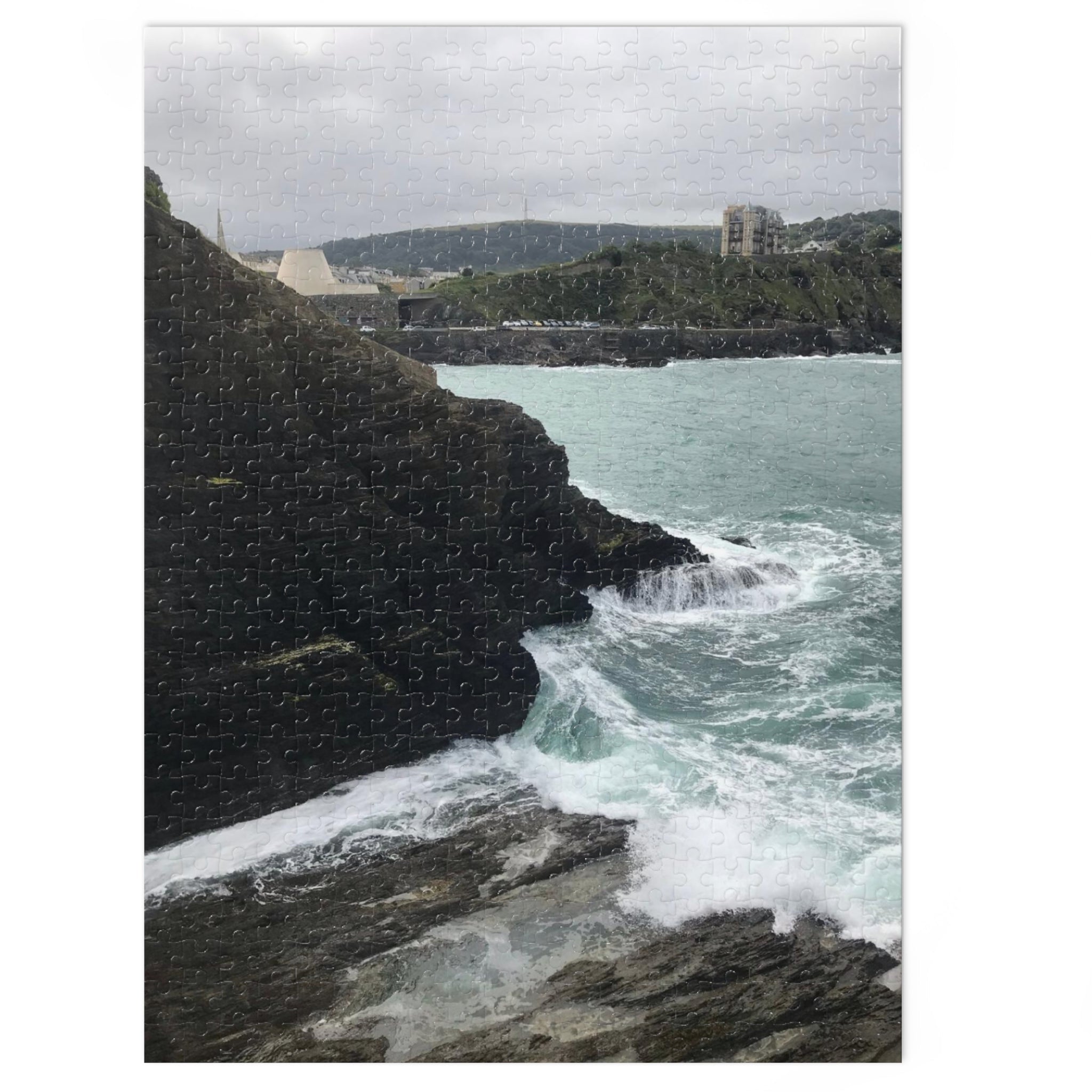 Coastal Cliff Jigsaw Puzzle with Tin – Ocean Waves Seascape Puzzle