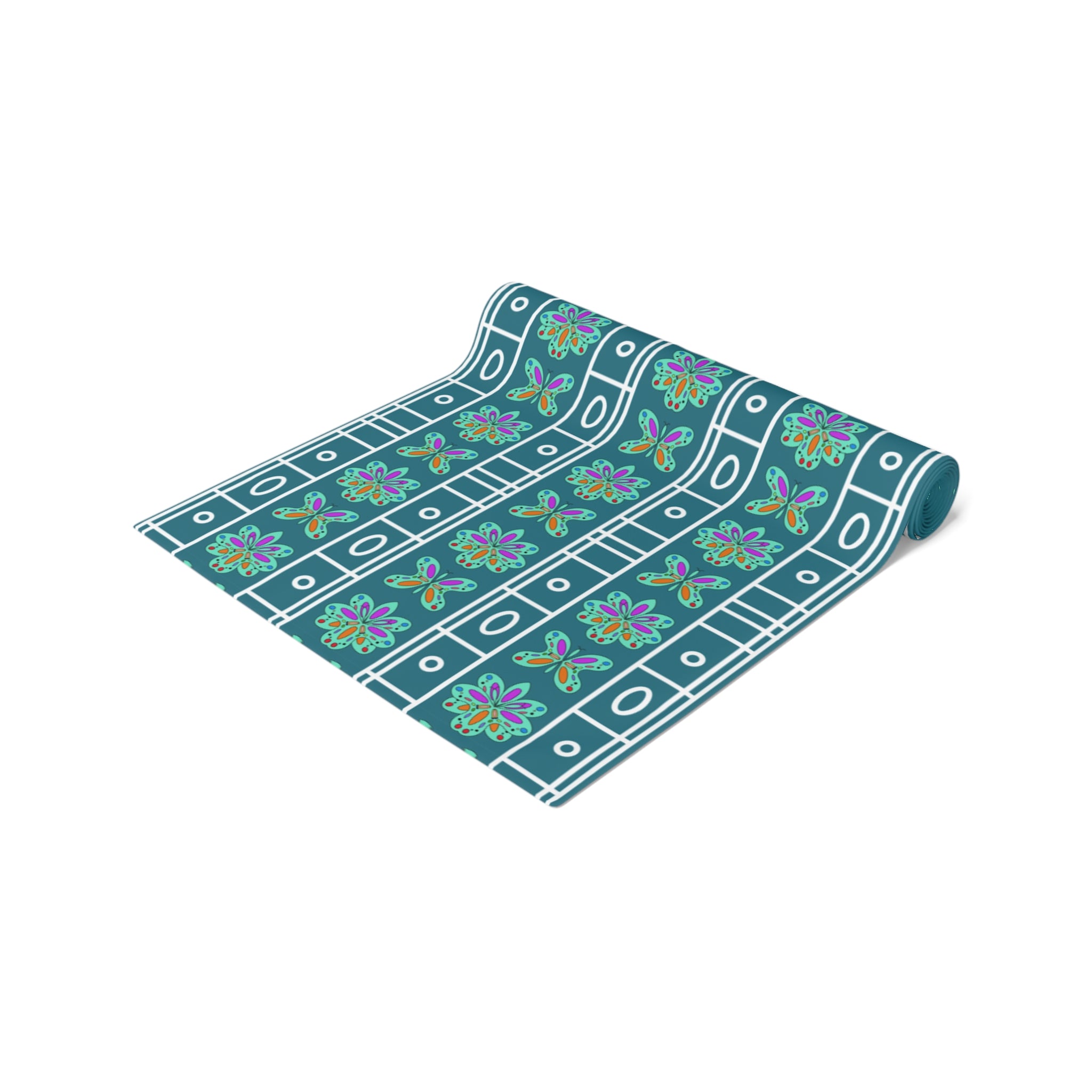 Colourful Floral Geometric Table Runner — Mediterranean-Inspired Cotton-Poly Dining Decor