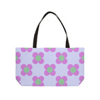 Weekender Tote Bag — Retro Pink & Mint Floral Pattern Large Beach Tote