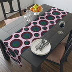 Retro Polka Dot Table Runner — Midcentury Circles Cotton-Poly Dining Accent