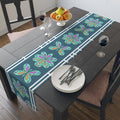 Floral Mosaic Table Runner — Teal Boho Dining Decor