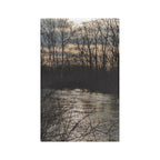 River Sunset Microfiber Tea Towel — Scenic Woodland Reflection Kitchen Towel