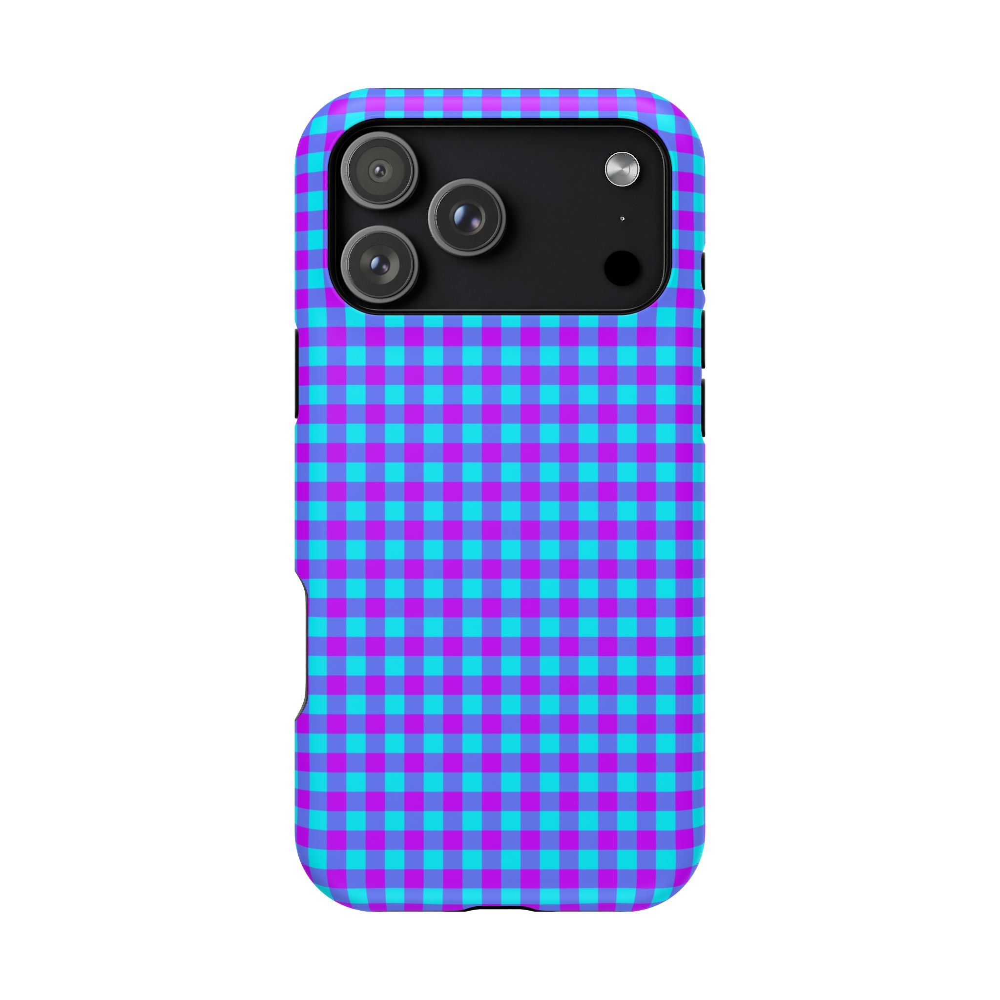 Phone Case — Blue & Purple Gingham Magnetic Impact-Resistant Case