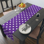 Purple White Polka Dot Table Runner — Cotton-Poly Decorative Accent for Dining, Parties & Easter