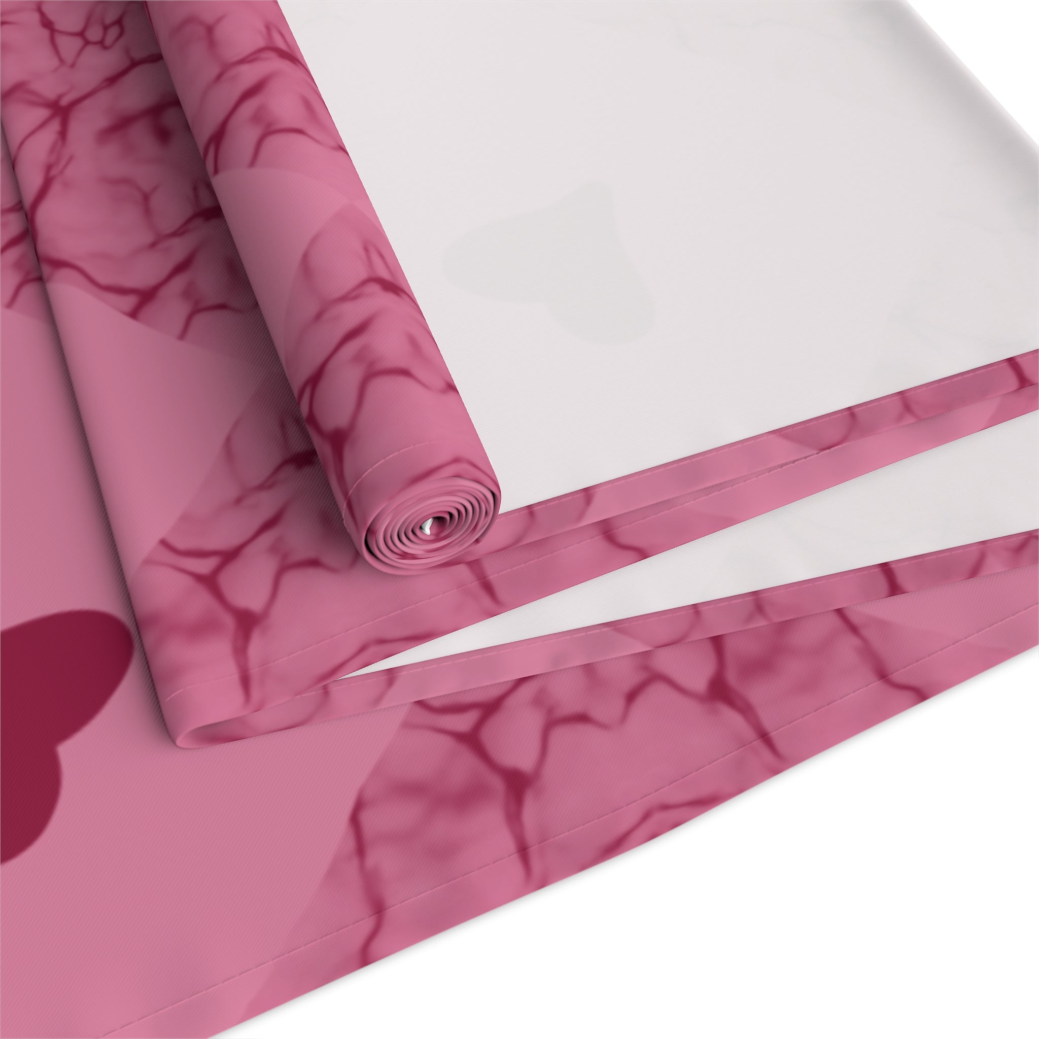 Pink Heart Patchwork Table Runner - Romantic Valentine Dining Decor