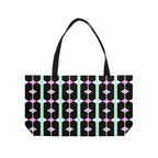 Weekender Tote Bag — Retro Geometric Black & Pastel Diamond Pattern