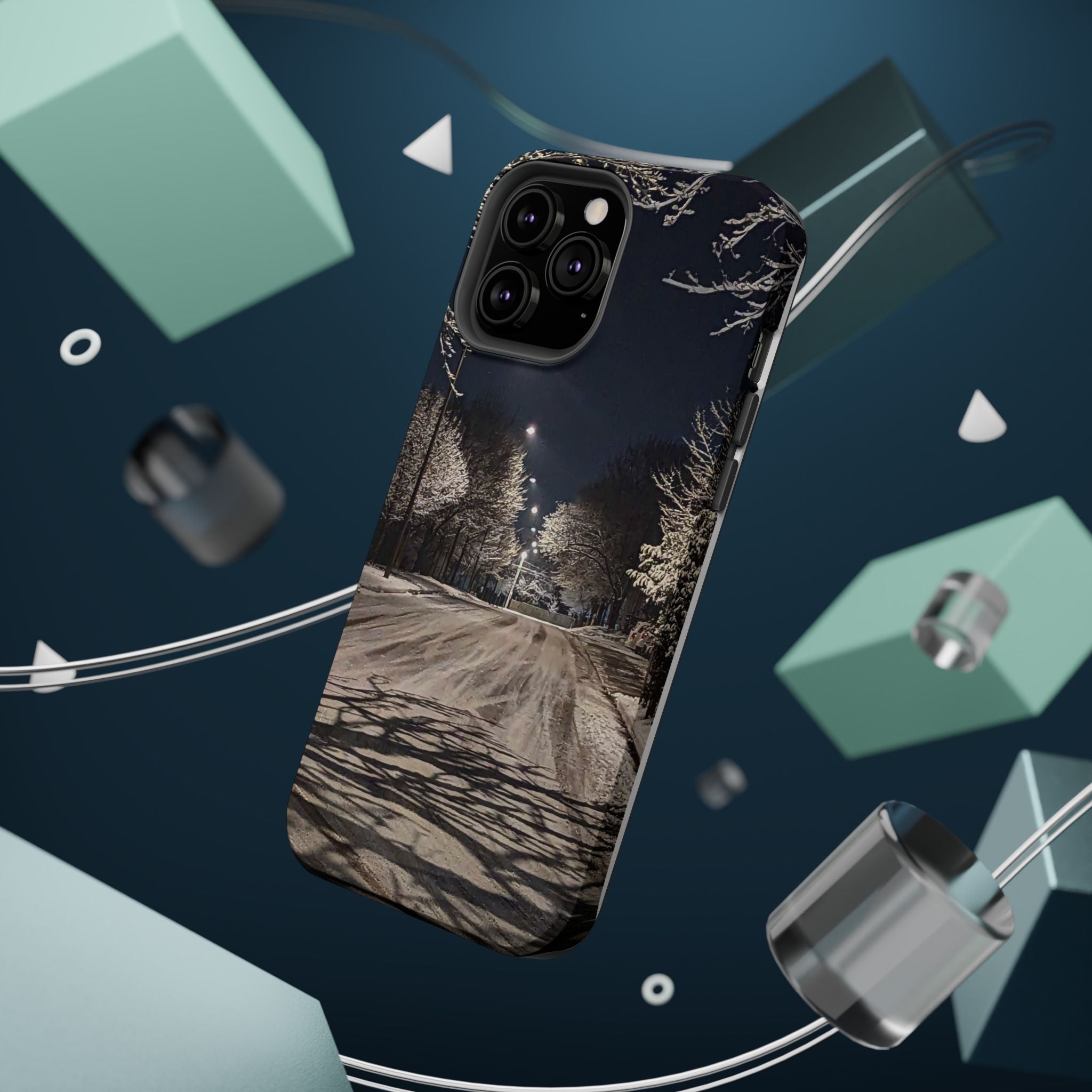 Winter Night Snow Road Magnetic Impact-Resistant Phone Case