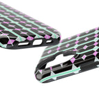 Geom Stripe Magnetic Phone Case — Black with Mint & Lavender Pattern