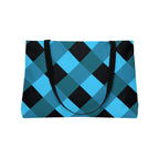 Blue Plaid Weekender Tote Bag — Checkered Travel & Beach Carryall