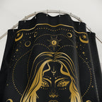 Virgo Zodiac Shower Curtain — Gold Astrology Bath Decor