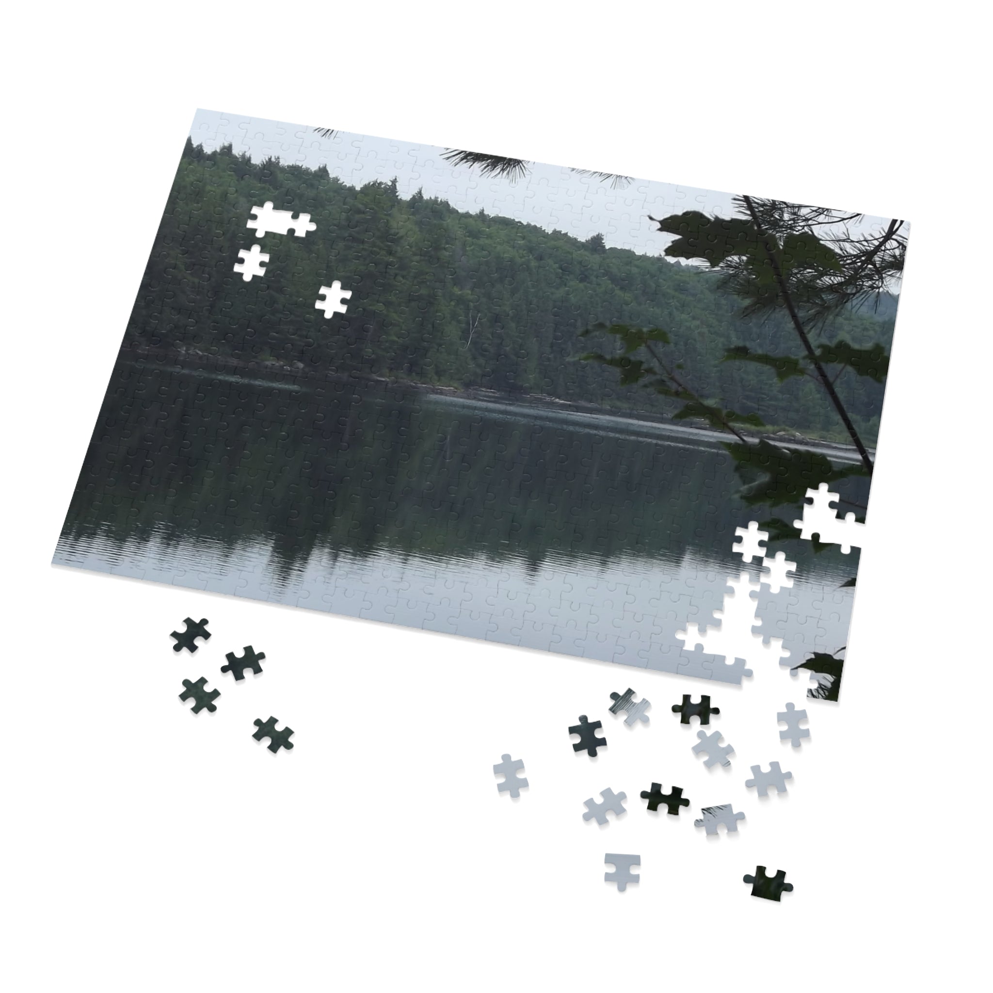 Lake Reflection Jigsaw Puzzle (with Tin) — Tranquil Forest Landscape Puzzle