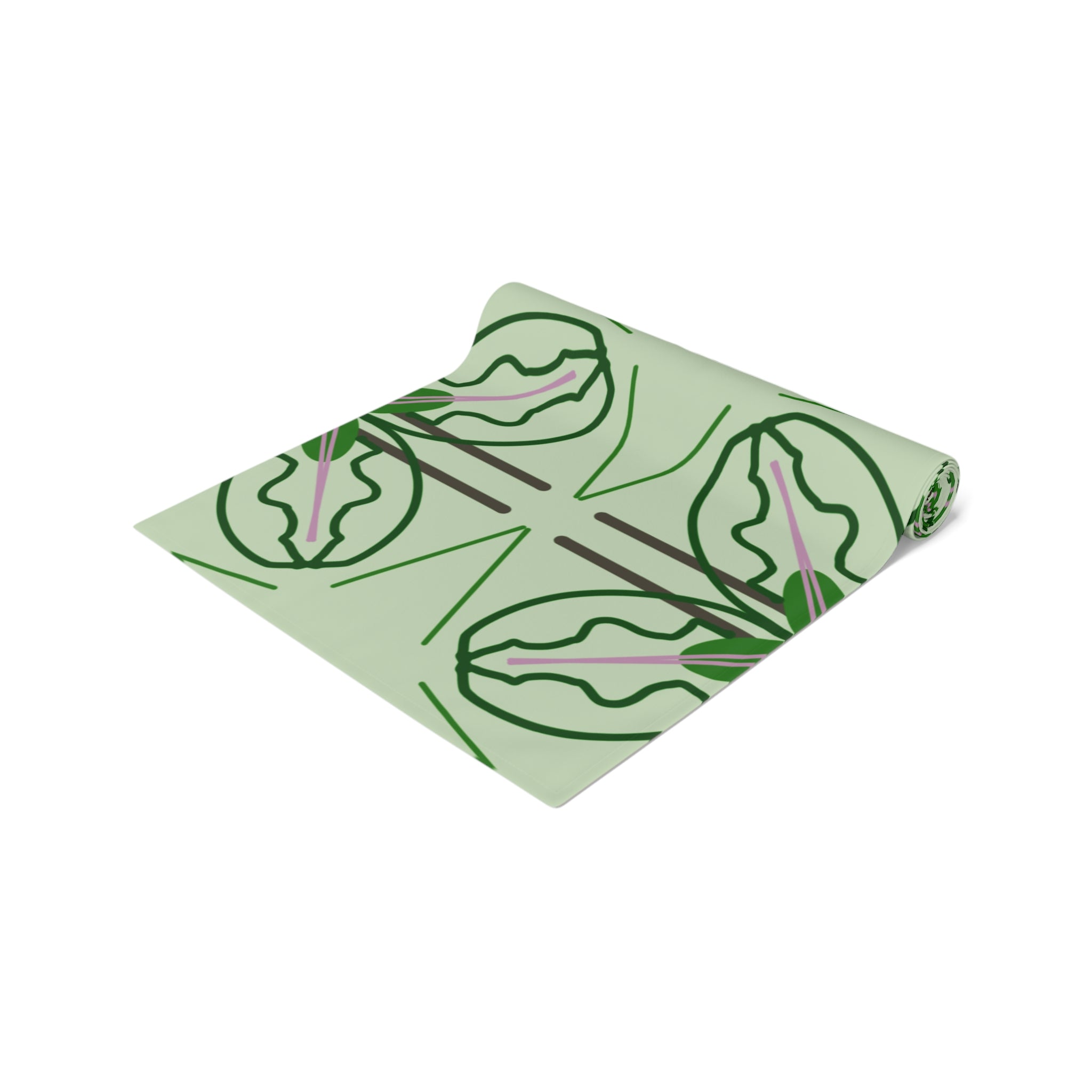 Green Geometric Floral Table Runner