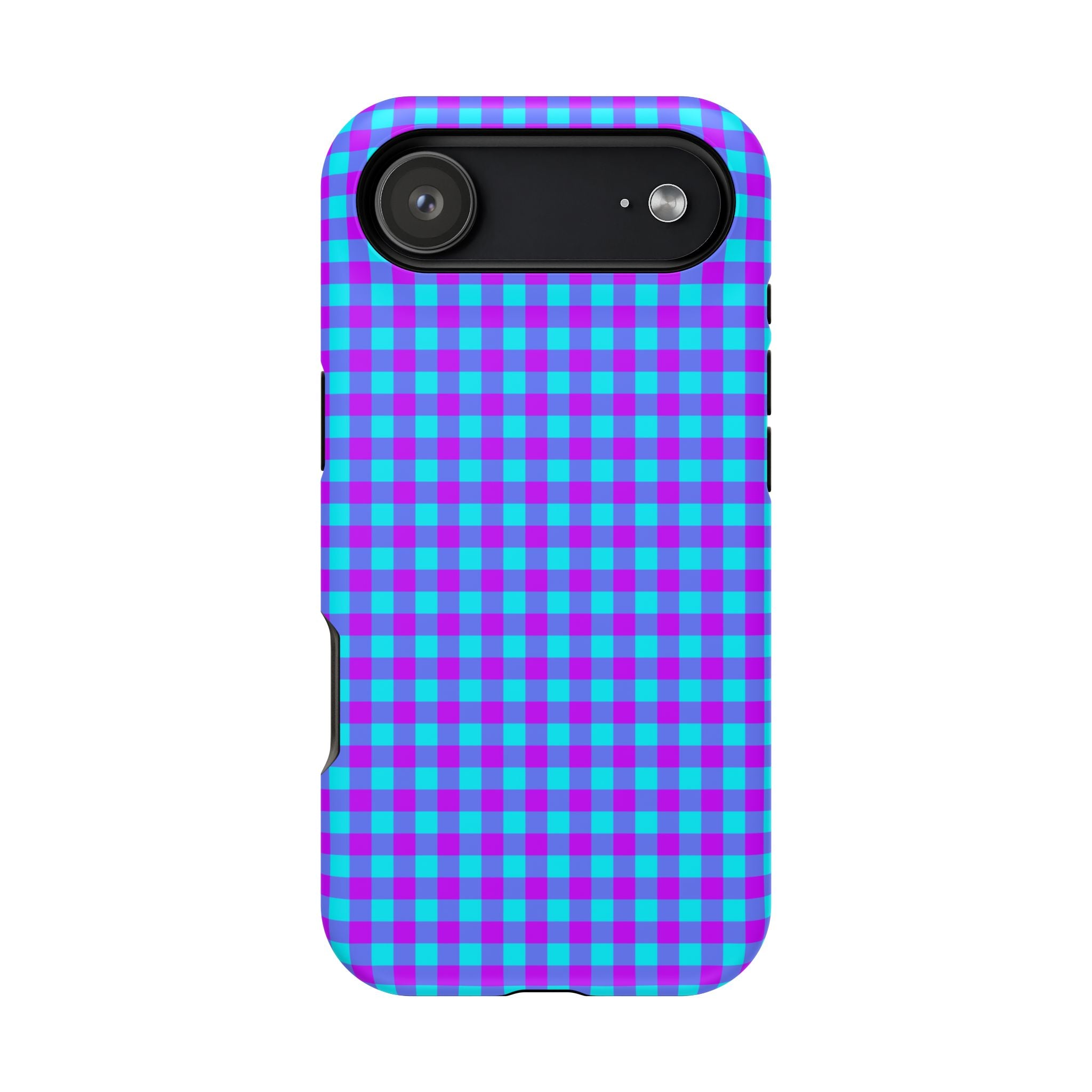 Phone Case — Blue & Purple Gingham Magnetic Impact-Resistant Case