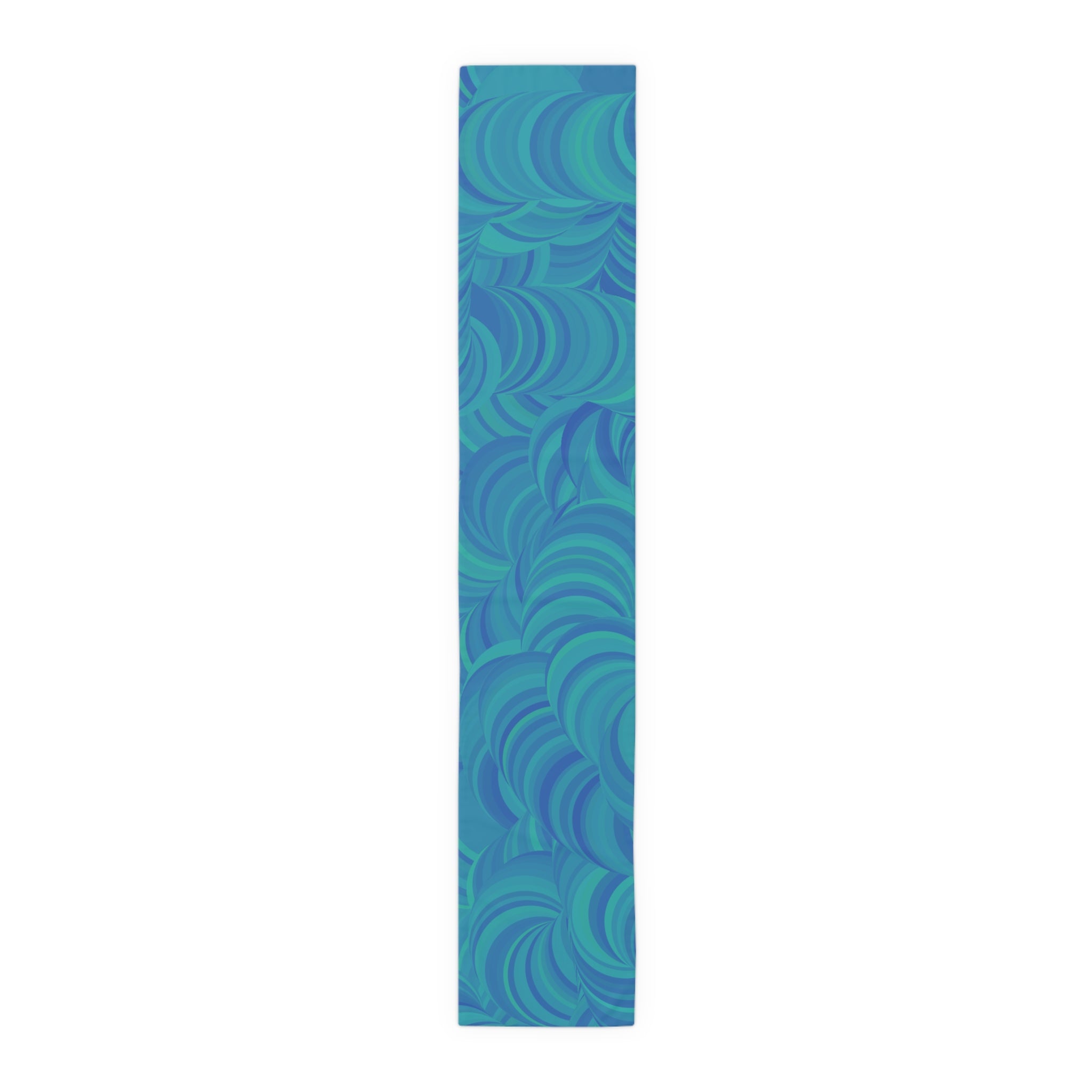Blue Teal Swirl Table Runner — Abstract Coastal Pattern for Dining & Entertaining