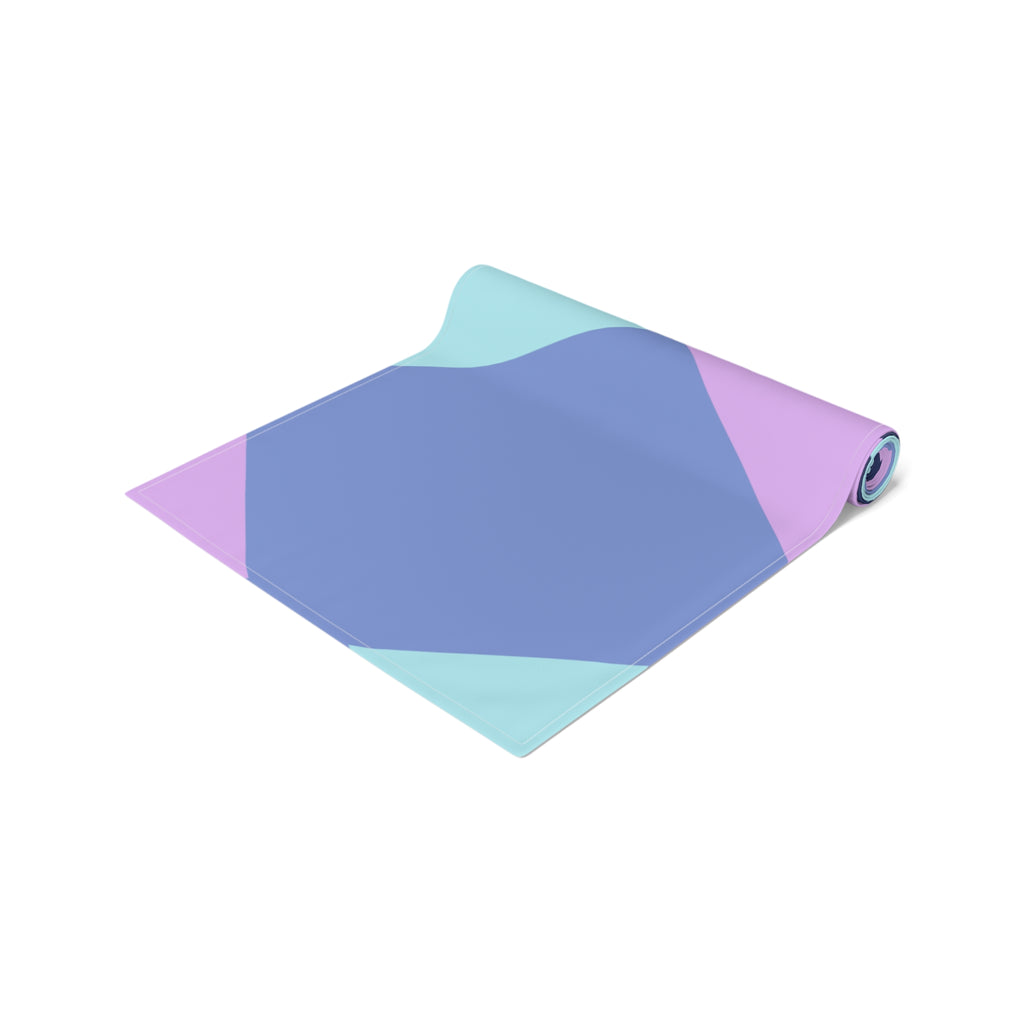 Pastel Geometric Table Runner — Blue Lavender Diamond Pattern
