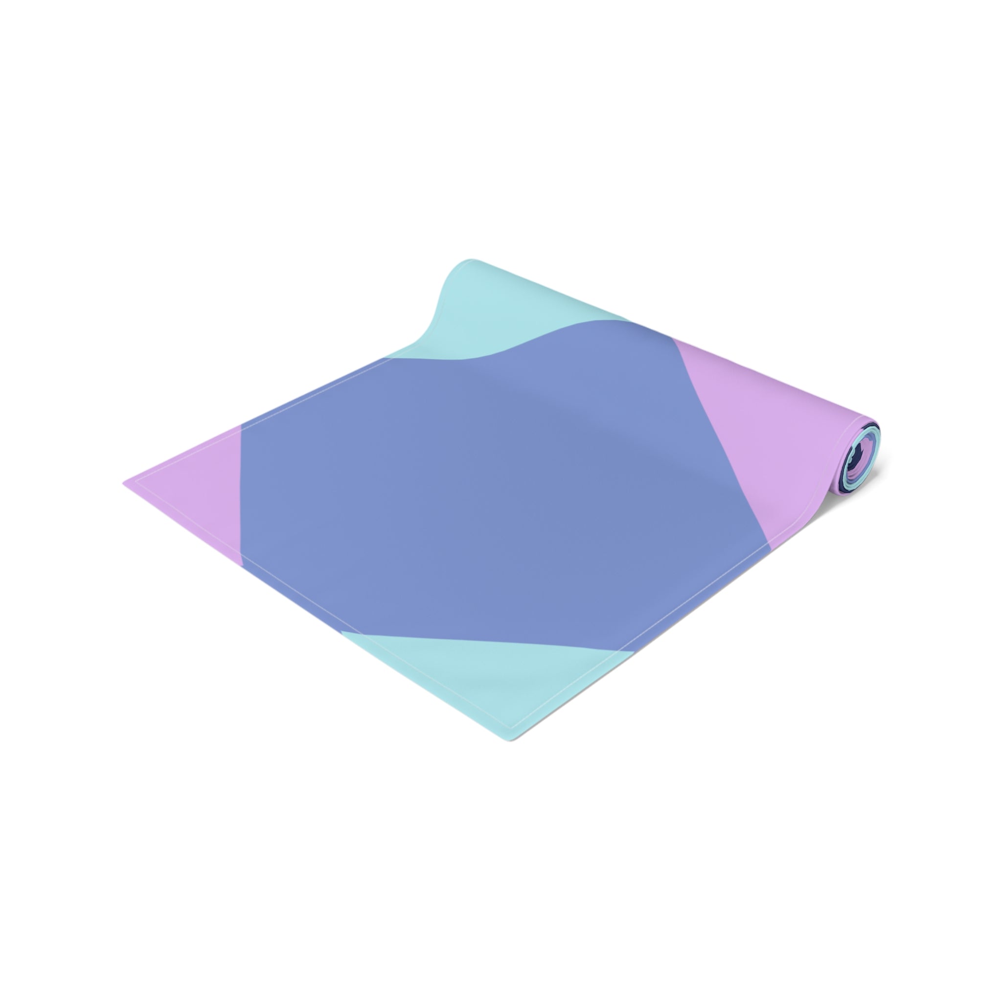 Pastel Geometric Table Runner — Blue Lavender Diamond Pattern