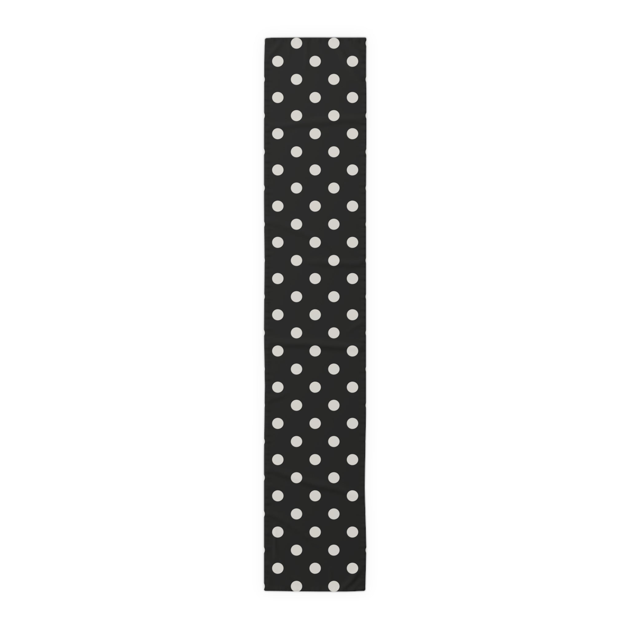 Black Polka Dot Table Runner – Classic Dotted Cotton-Poly Dining Accent