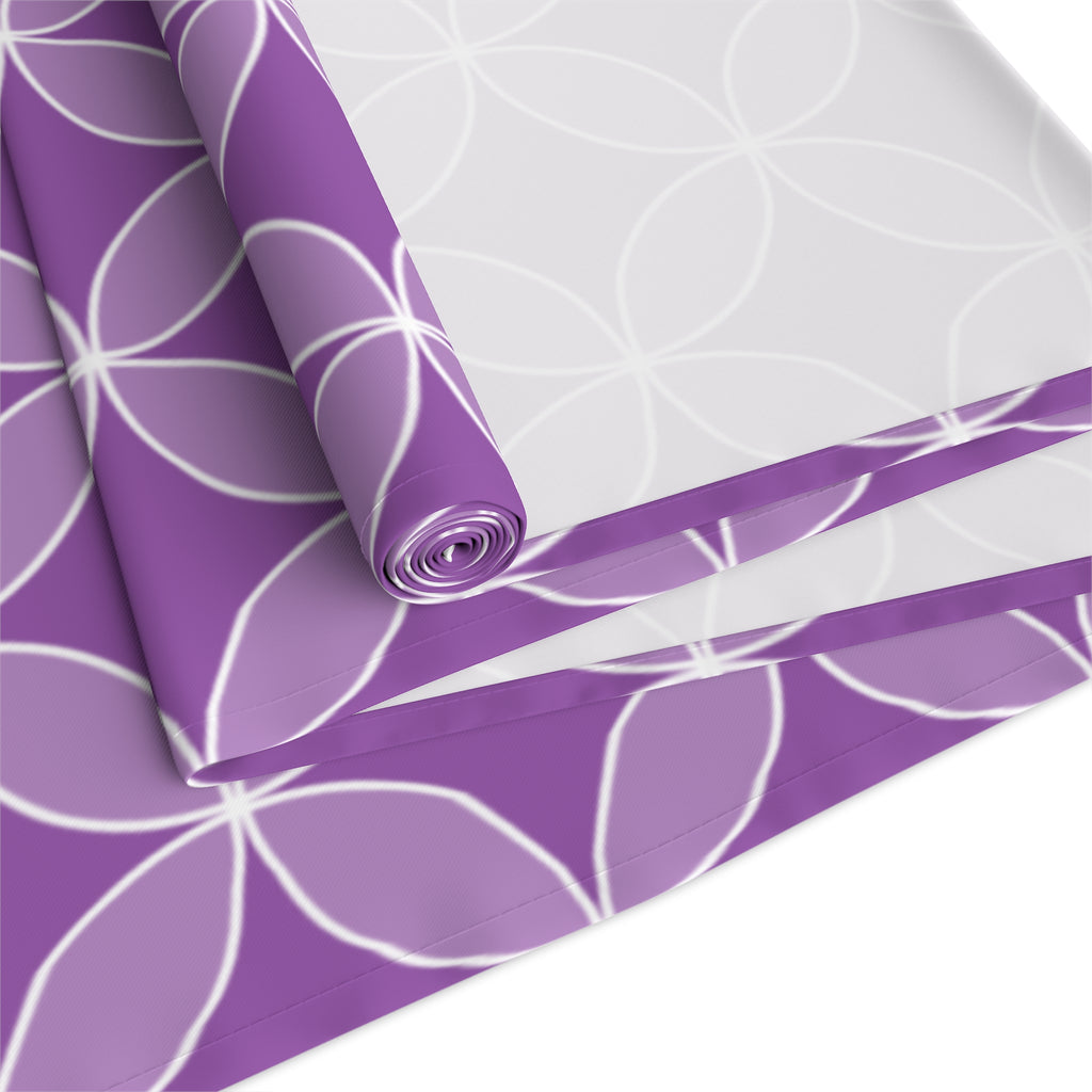 Purple Geometric Table Runner – Modern Circle Pattern Dining Decor