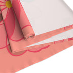 Pink Floral Table Runner — Retro Flower Pattern Cotton-Poly Table Runner