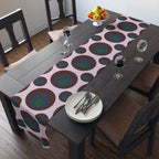 Retro Polka Dot Table Runner — Midcentury Circles Cotton-Poly Dining Accent