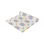 Floral Tile Table Runner — Retro Pastel Pattern Cotton-Poly Blend