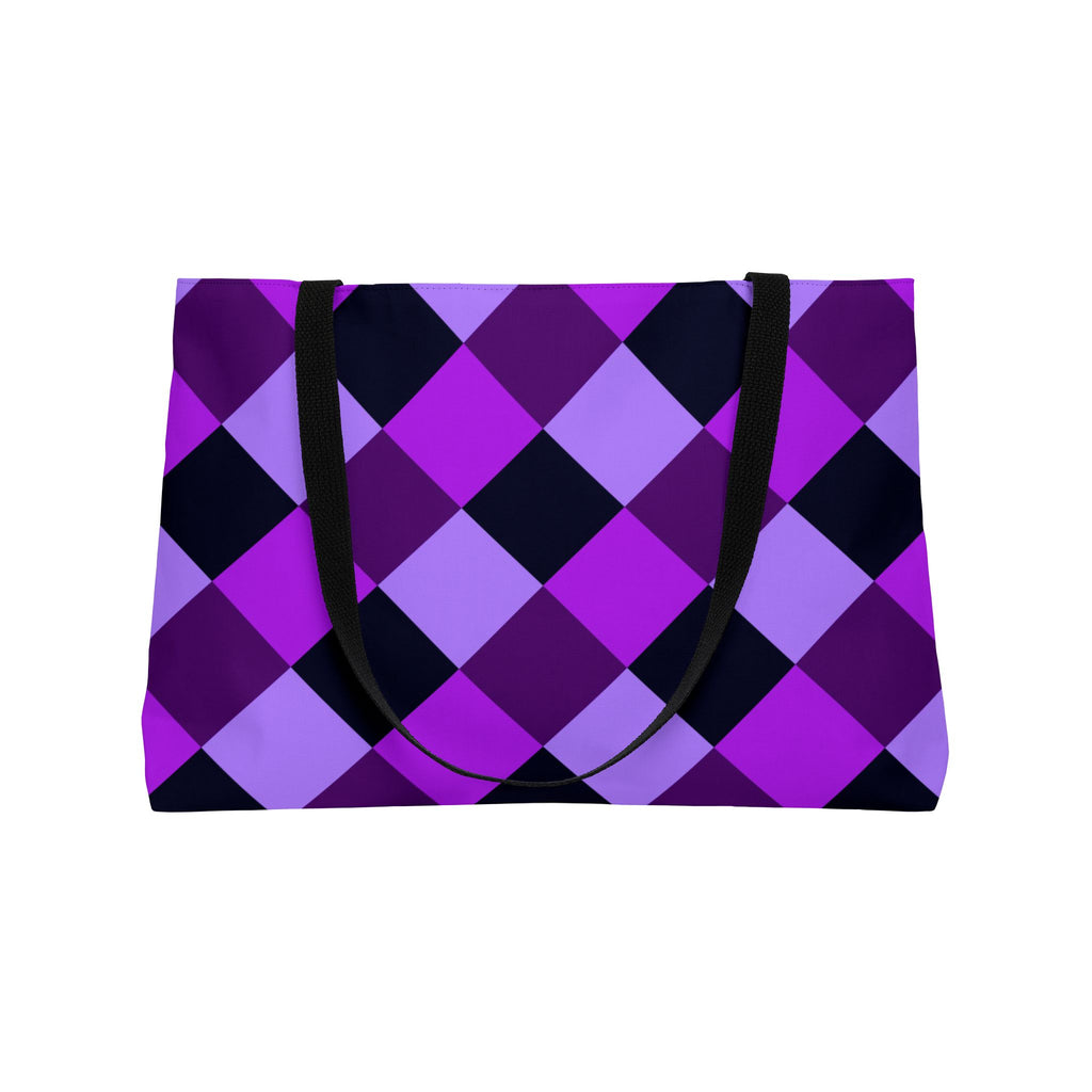 Weekender Tote Bag — Purple Argyle Pattern Beach & Travel Bag