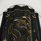 Pisces Zodiac Shower Curtain — Gold Celestial Fish Astrological Bathroom Decor