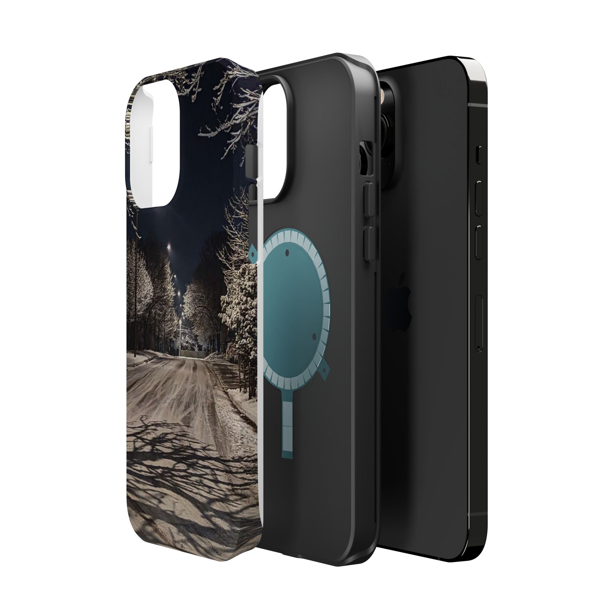 Winter Night Snow Road Magnetic Impact-Resistant Phone Case
