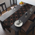 Geometric Rose Gold Circle Table Runner — Modern Black Cotton-Poly Decor