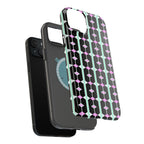 Geom Stripe Magnetic Phone Case — Black with Mint & Lavender Pattern