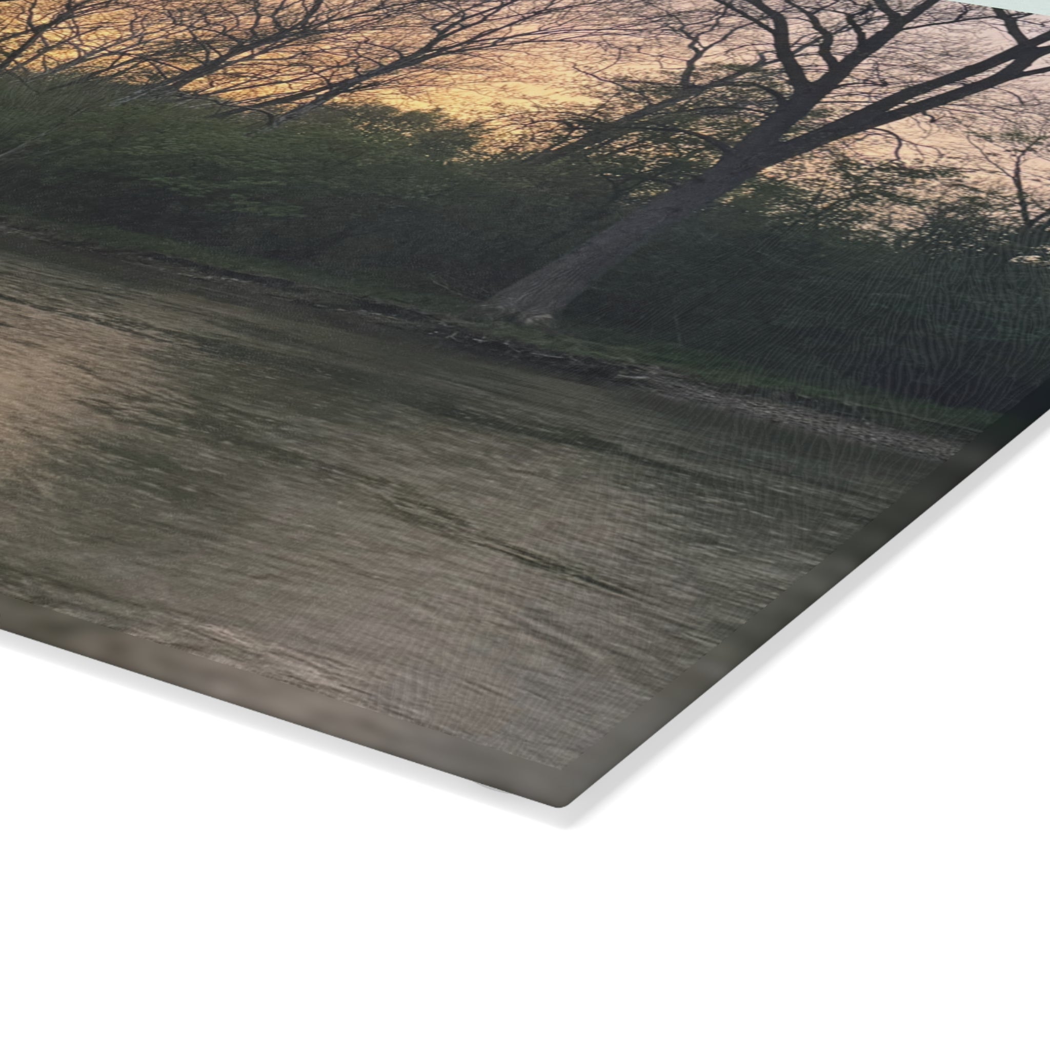 Glass Cutting Board - Tranquil River Sunset Landscape Decorative Cutting Board