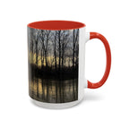 Sunset Reflection Coffee Mug — Forest Silhouette Accent Mug