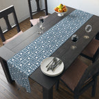 Blue Moroccan Tile Table Runner — Cotton-Poly Decorative Dining Accent