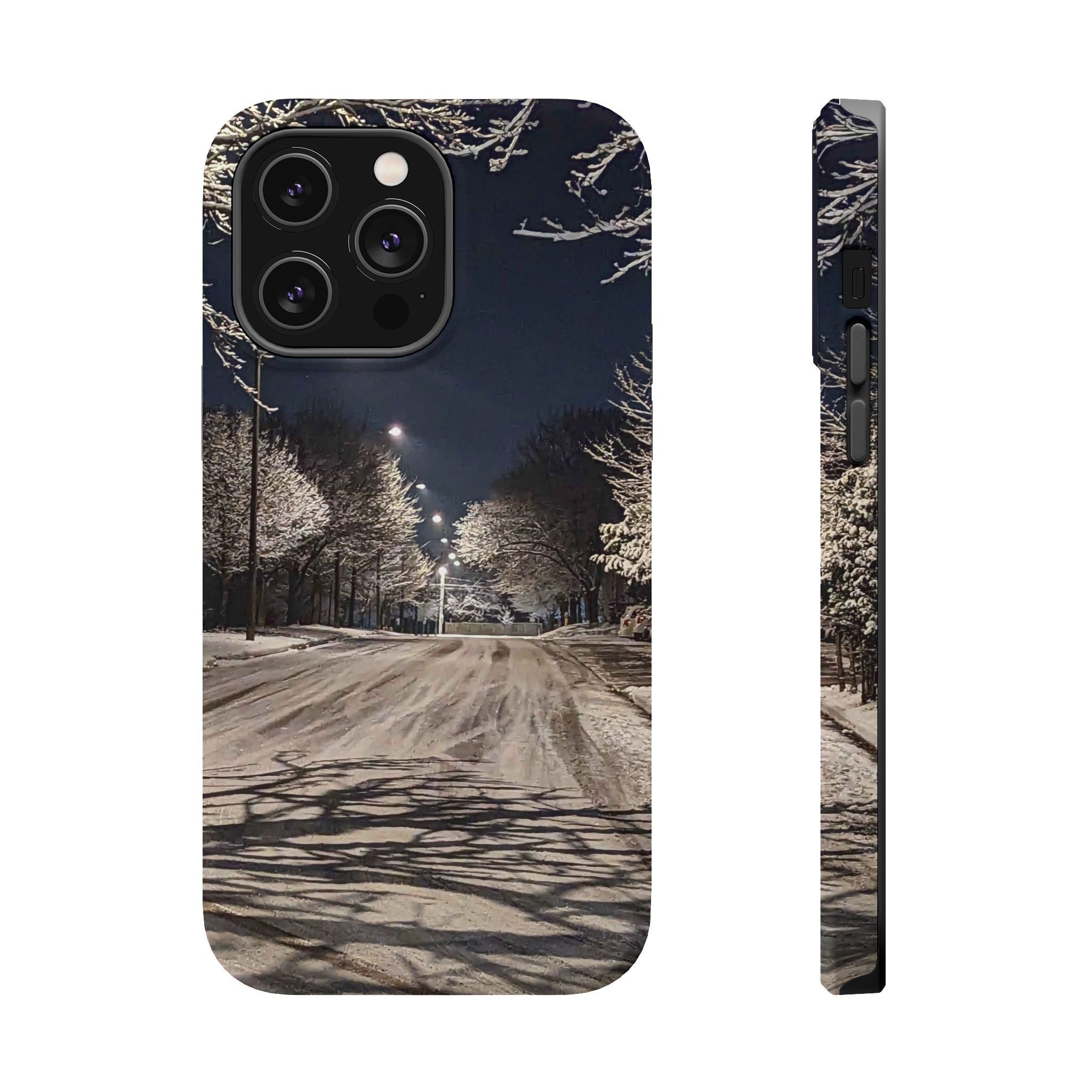 Winter Night Snow Road Magnetic Impact-Resistant Phone Case