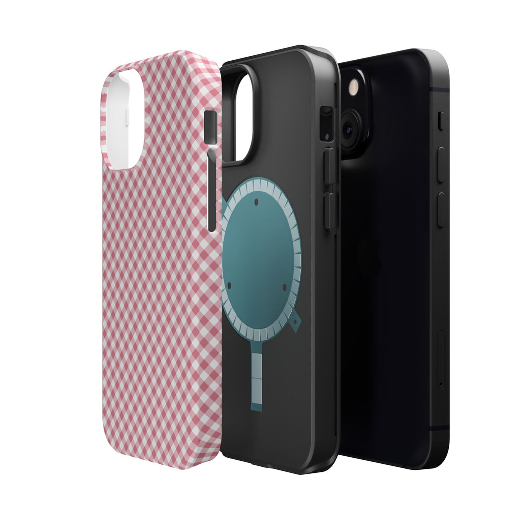 Pink Gingham Magnetic Impact-Resistant Phone Case