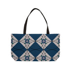 Weekender Tote Bag — Nautical Blue Geometric Pattern Travel Tote