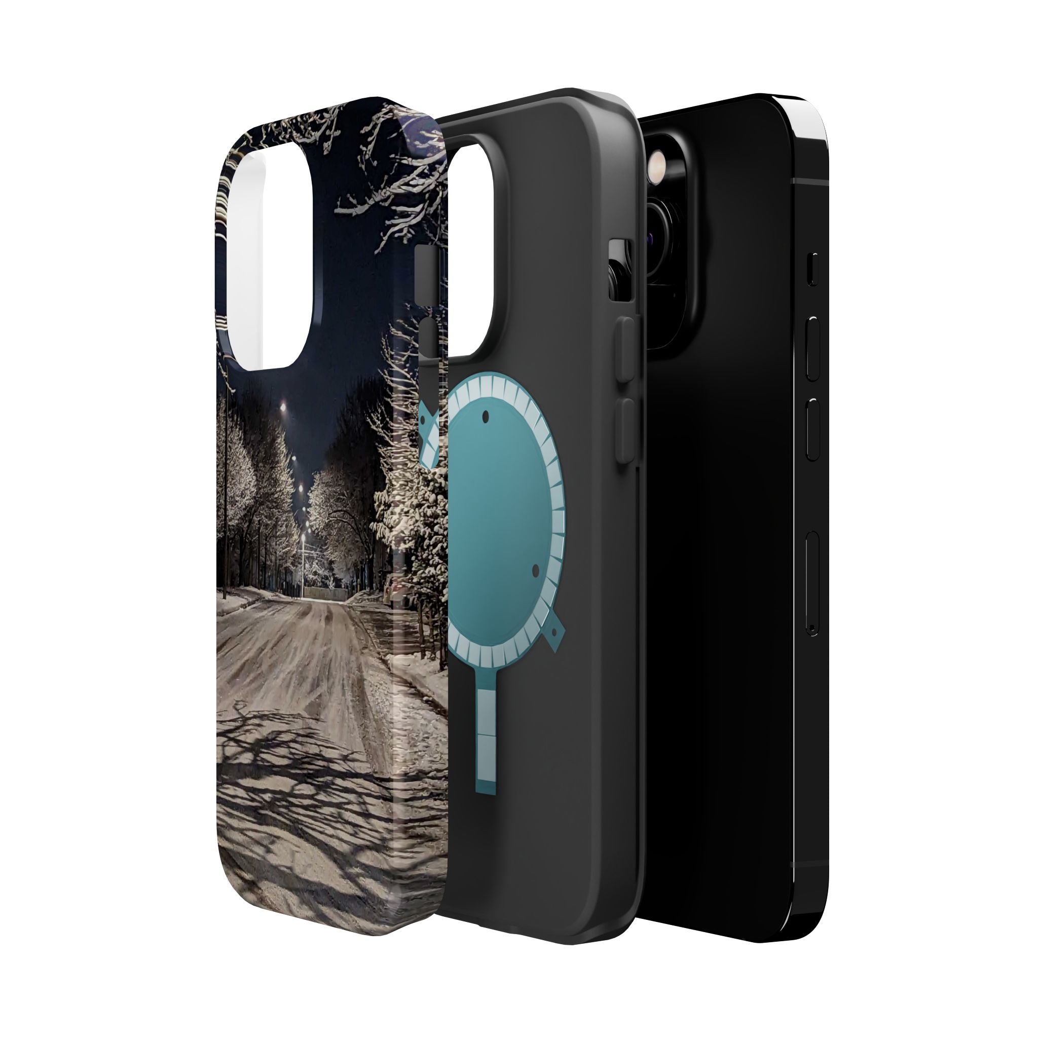Winter Night Snow Road Magnetic Impact-Resistant Phone Case