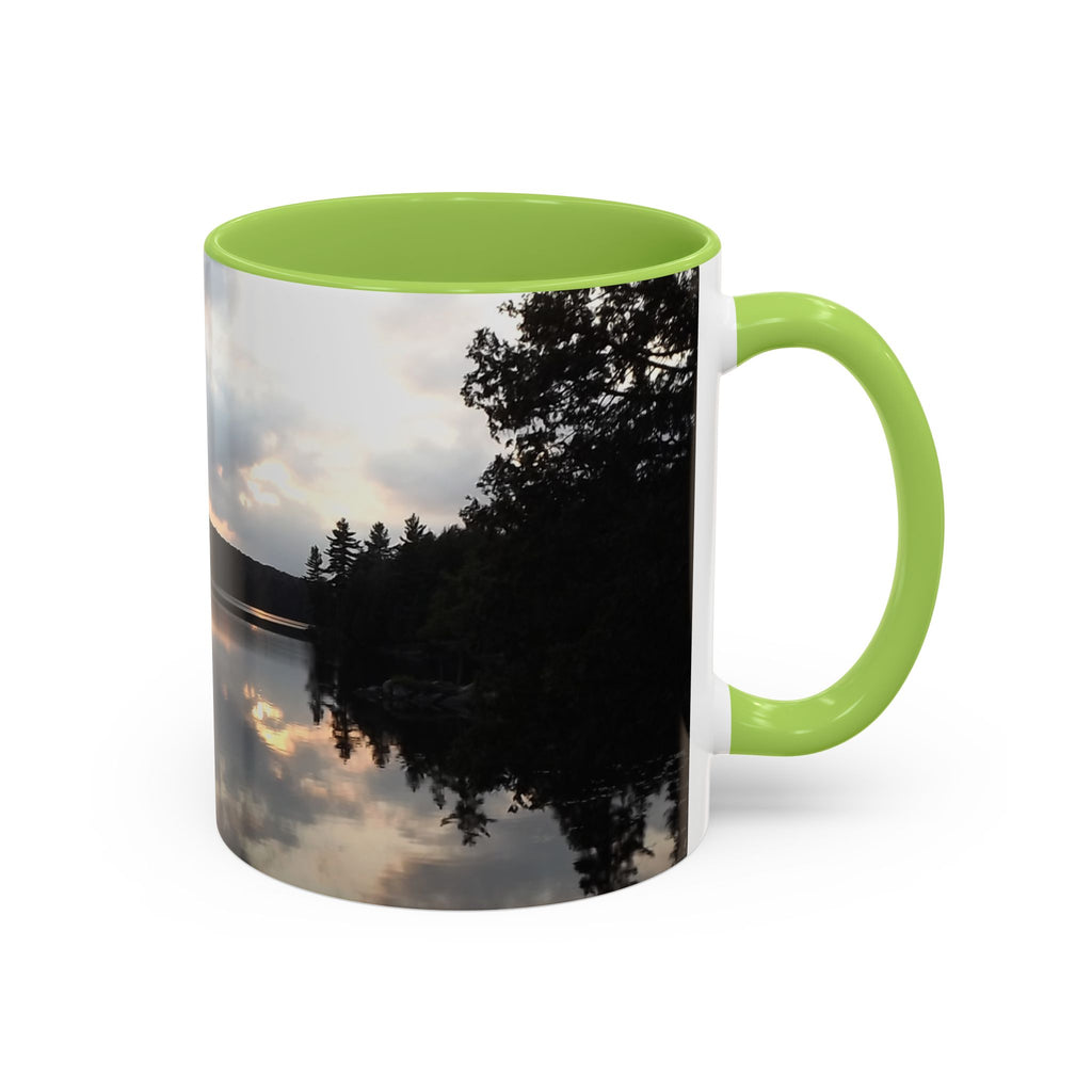 Lake Sunset Accent Coffee Mug — Scenic Reflection Photography 11/15oz