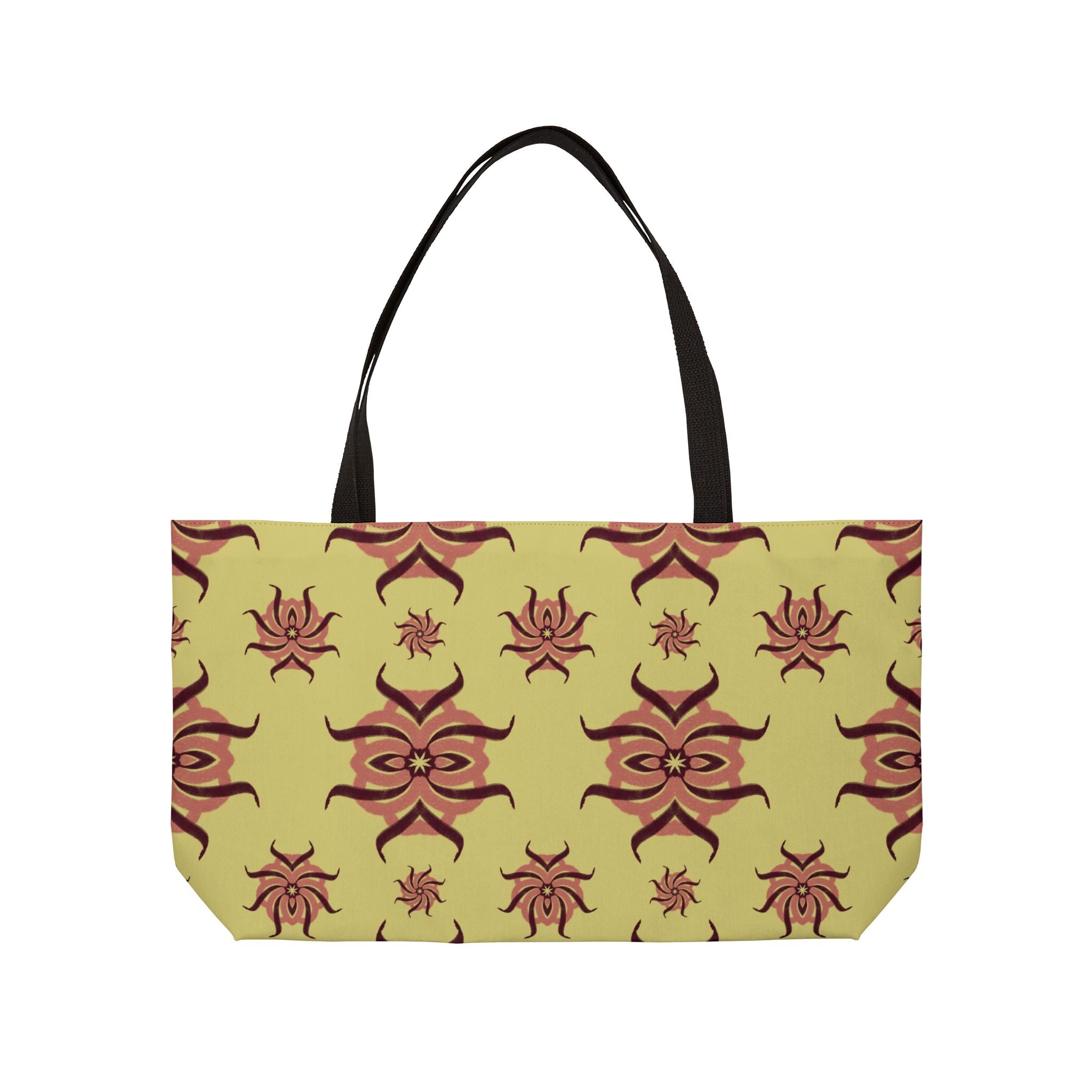 Weekender Tote Bag - Sunburst Retro Floral Pattern Beach & Travel Tote
