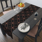 Geometric Rose Gold Circle Table Runner — Modern Black Cotton-Poly Decor