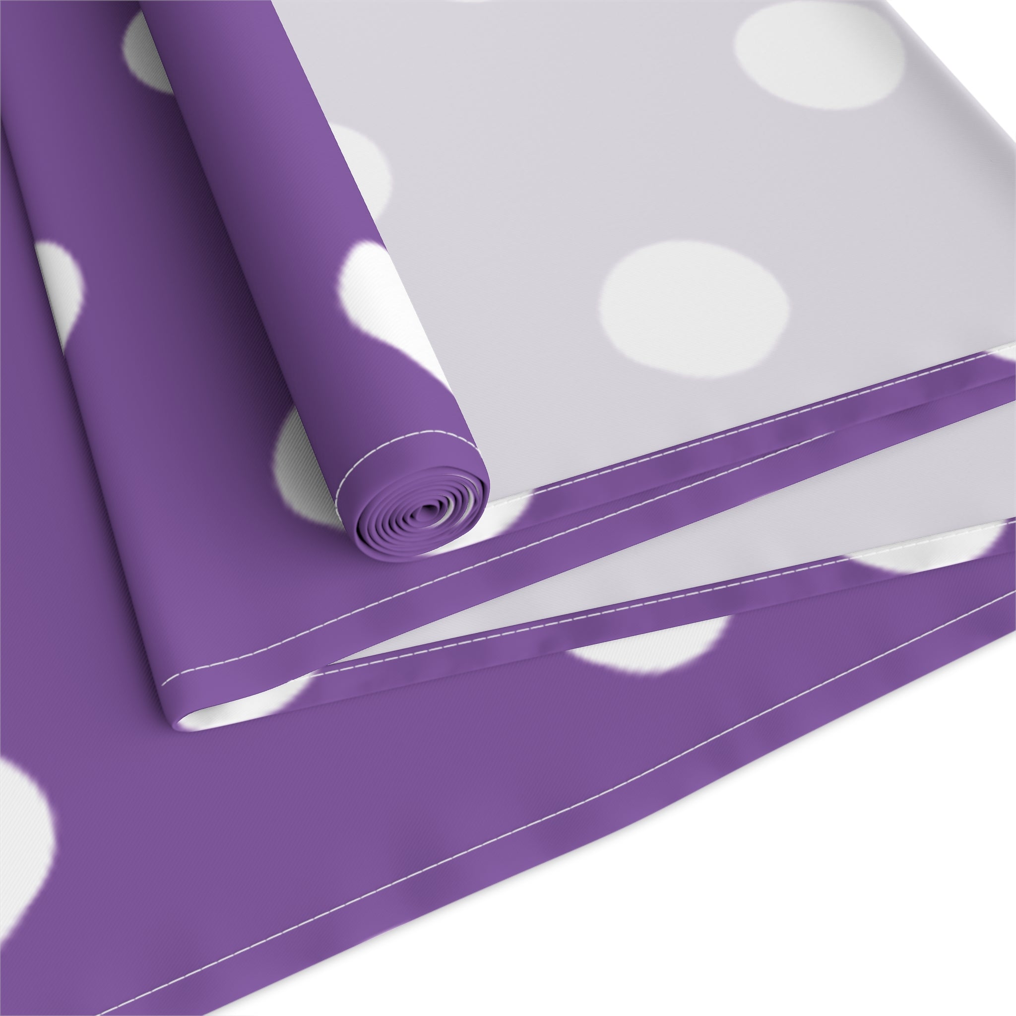 Purple White Polka Dot Table Runner — Cotton-Poly Decorative Accent for Dining, Parties & Easter