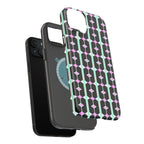 Geom Stripe Magnetic Phone Case — Black with Mint & Lavender Pattern