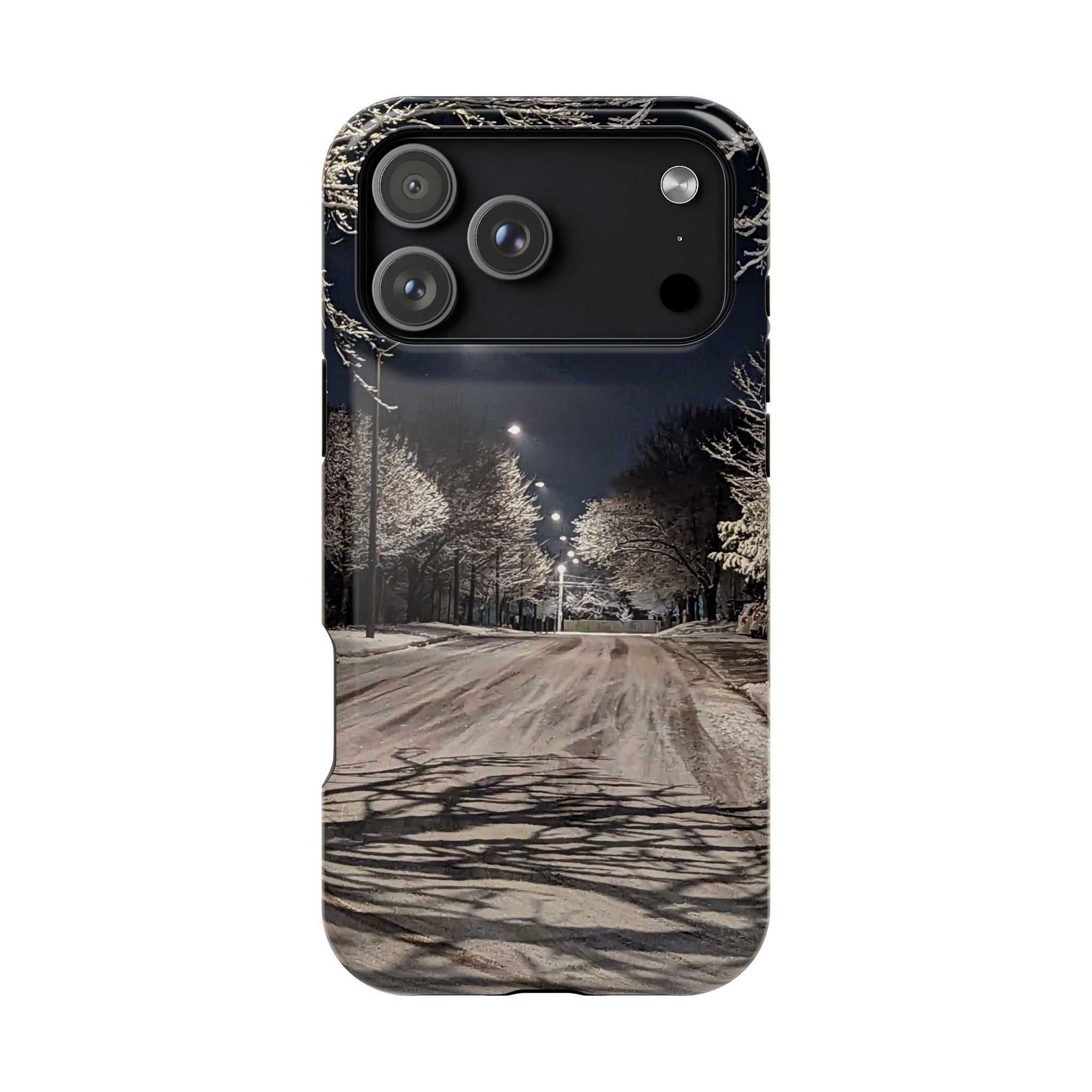 Winter Night Snow Road Magnetic Impact-Resistant Phone Case