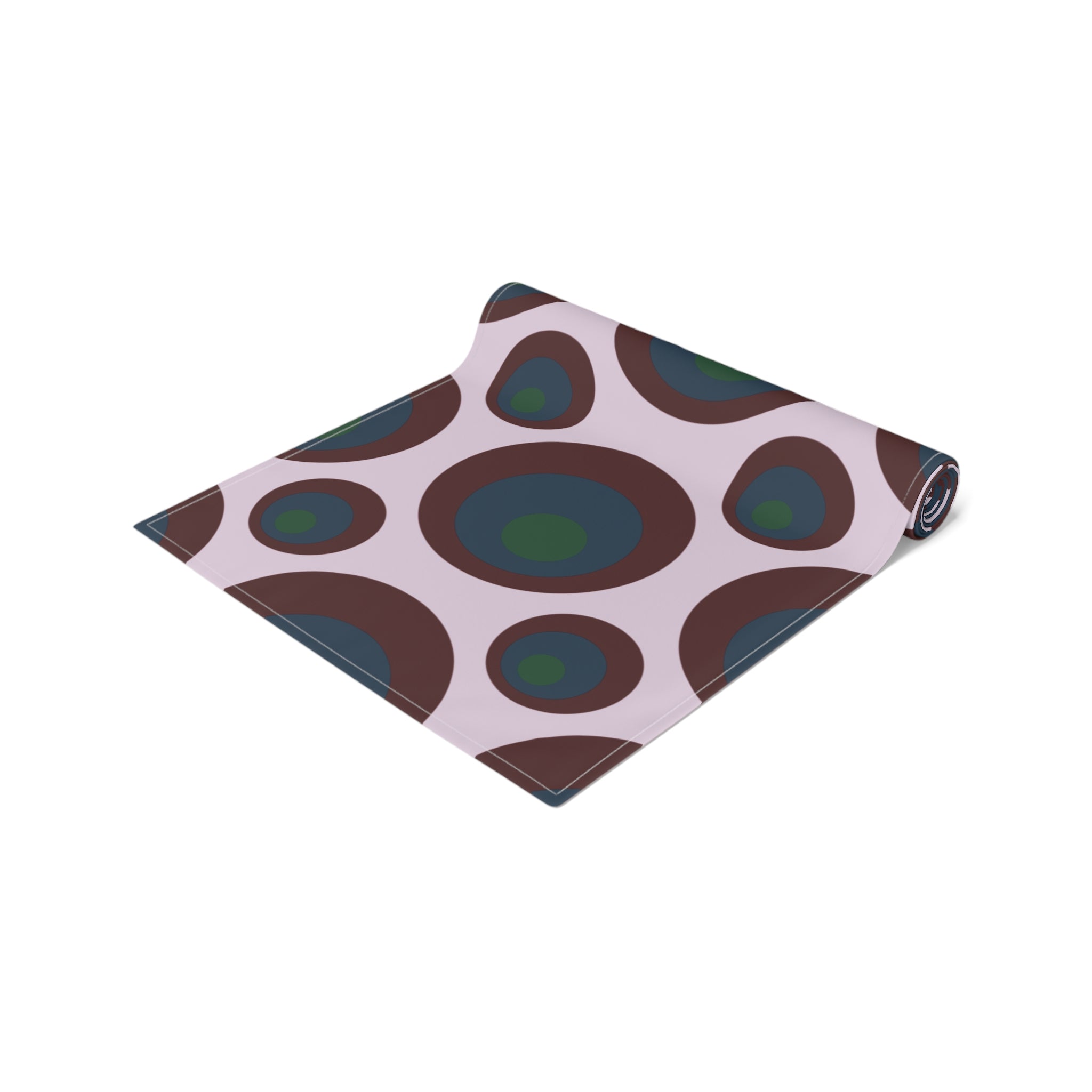 Retro Polka Dot Table Runner — Midcentury Circles Cotton-Poly Dining Accent