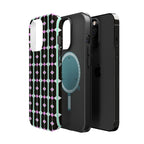 Geom Stripe Magnetic Phone Case — Black with Mint & Lavender Pattern