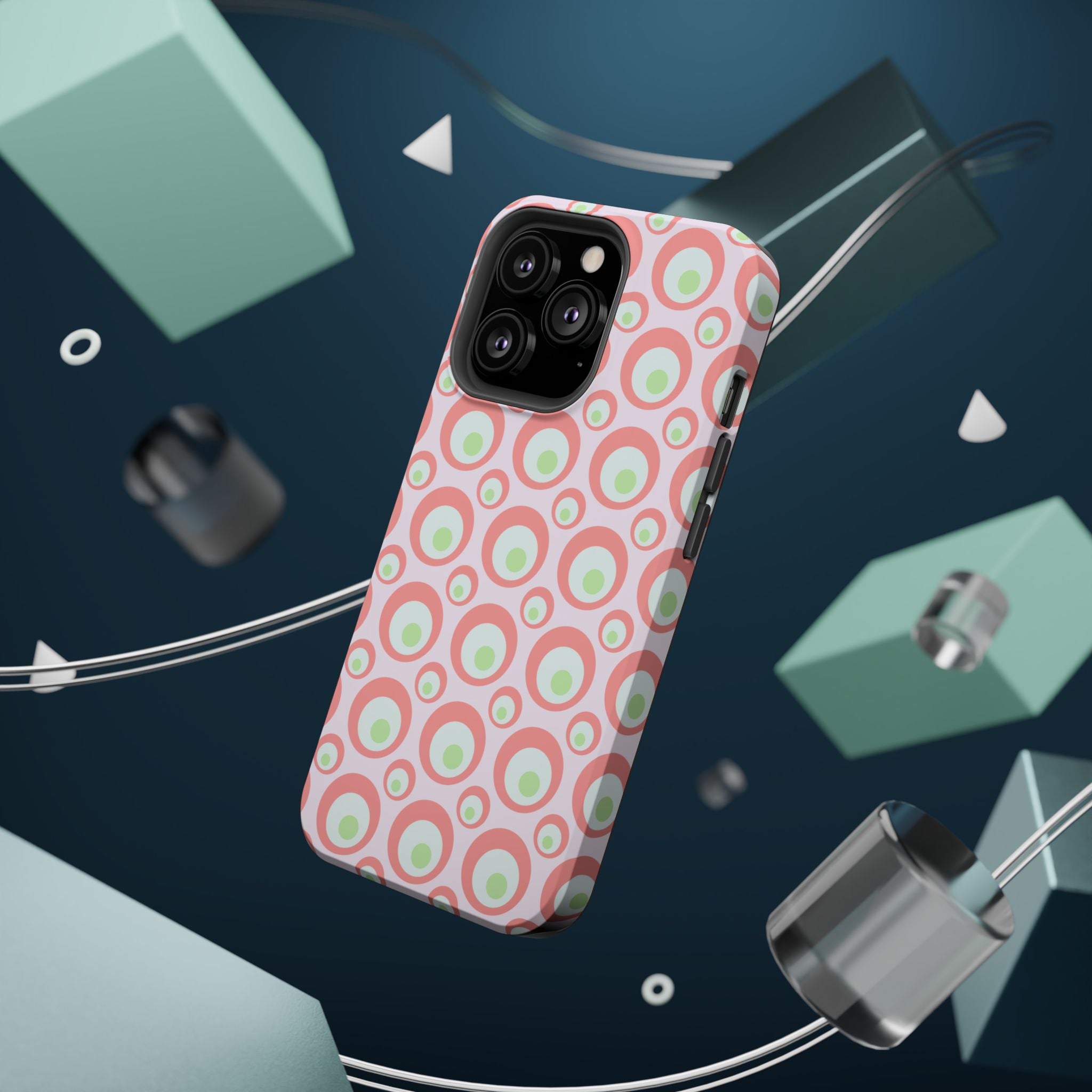 Pink Retro Circles Magnetic Impact-Resistant Phone Case