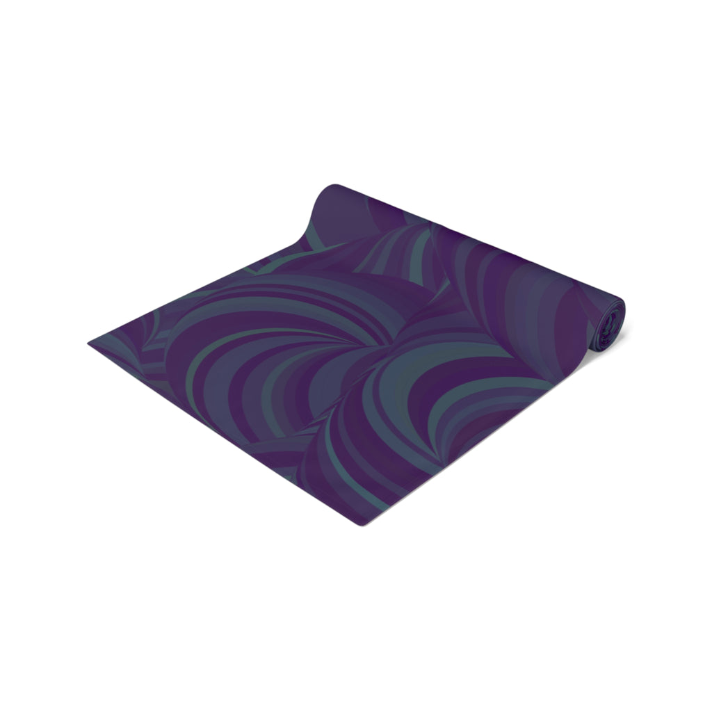 Purple Swirl Table Runner — Abstract Floral Pattern Dining Decor