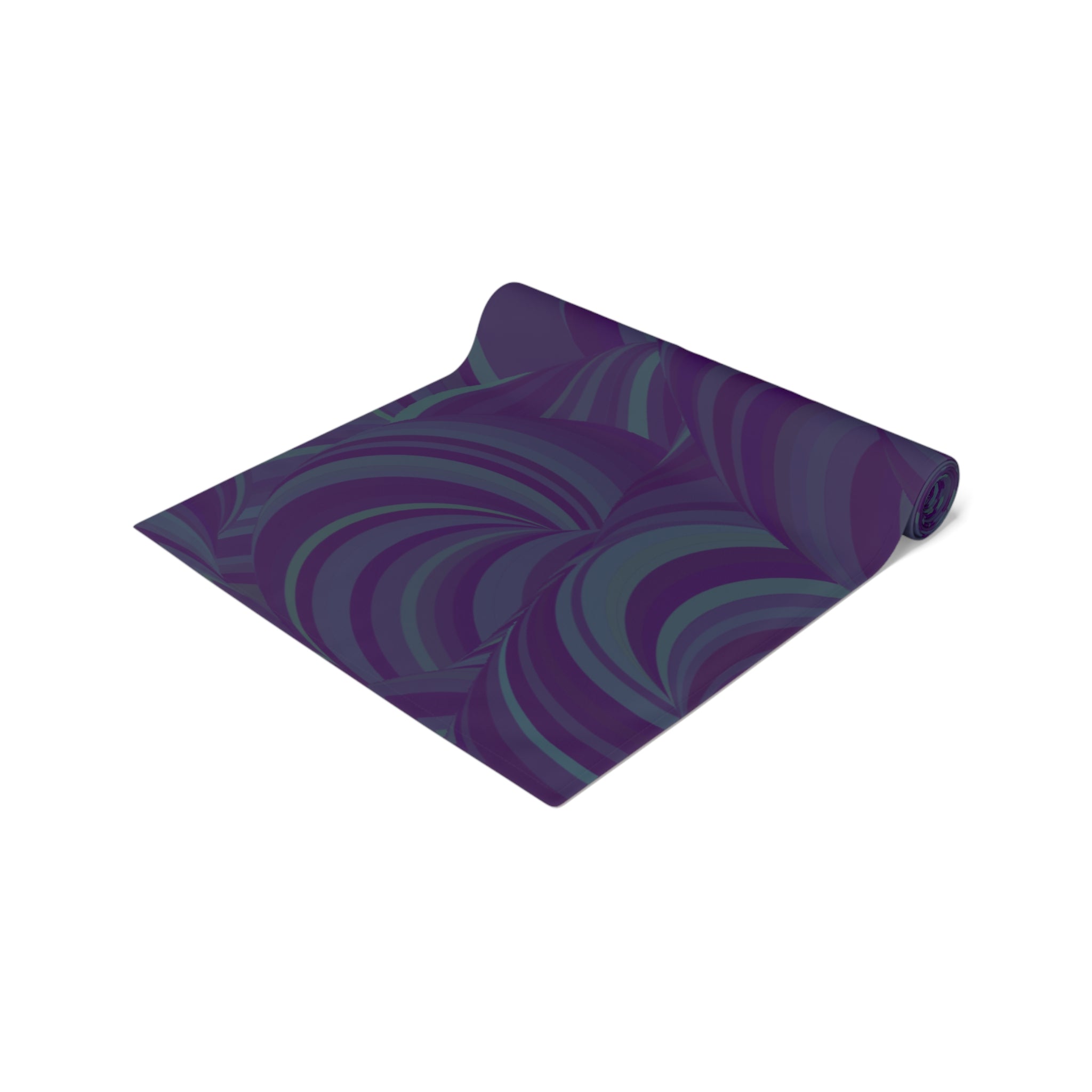Purple Swirl Table Runner — Abstract Floral Pattern Dining Decor