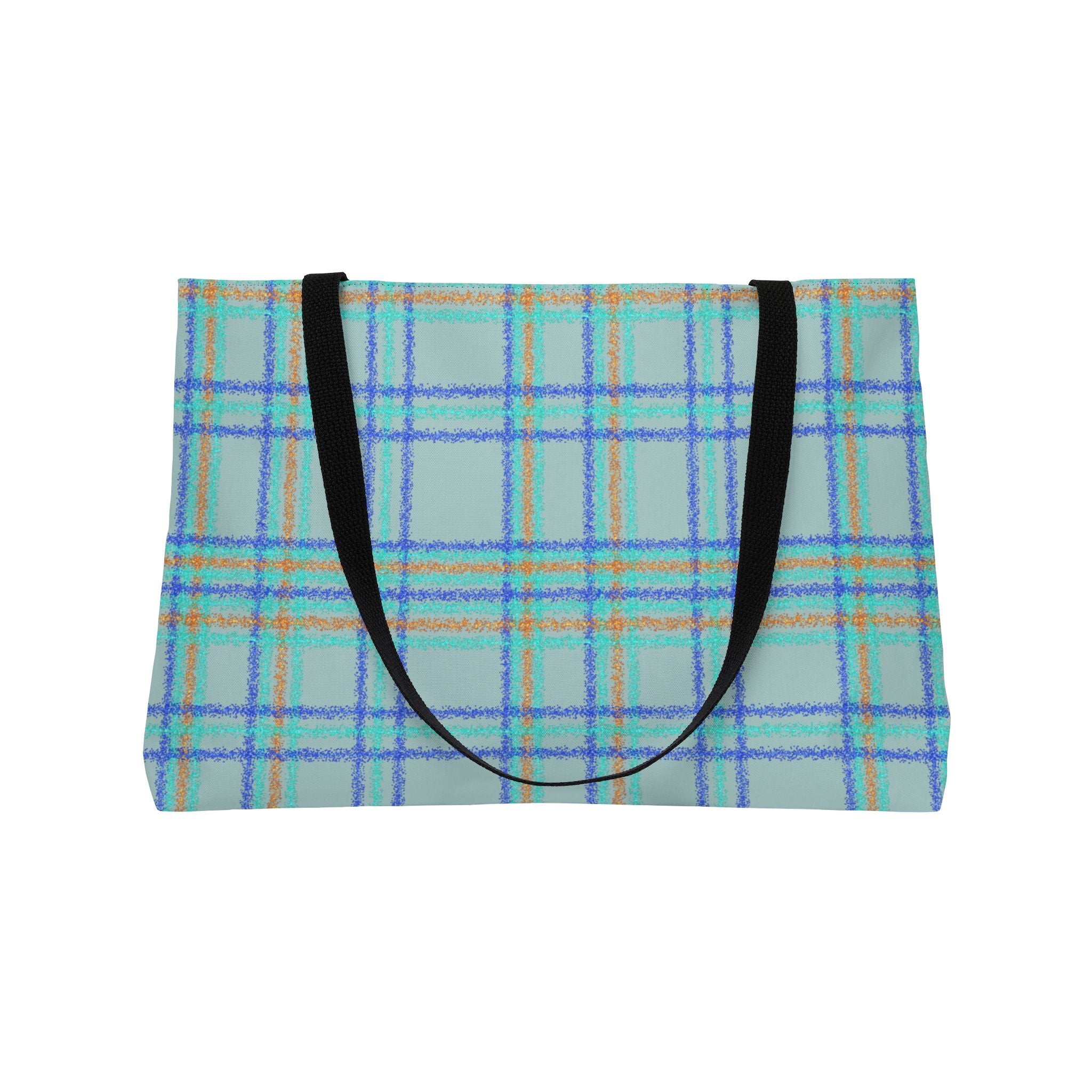 Blue Plaid Weekender Tote Bag – Lightweight Travel & Beach Carryall
